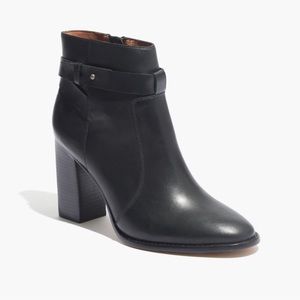 🎃 Madewell Sammie Leather Shortie Chelsea Boot Black Stacked Heel Buckle
